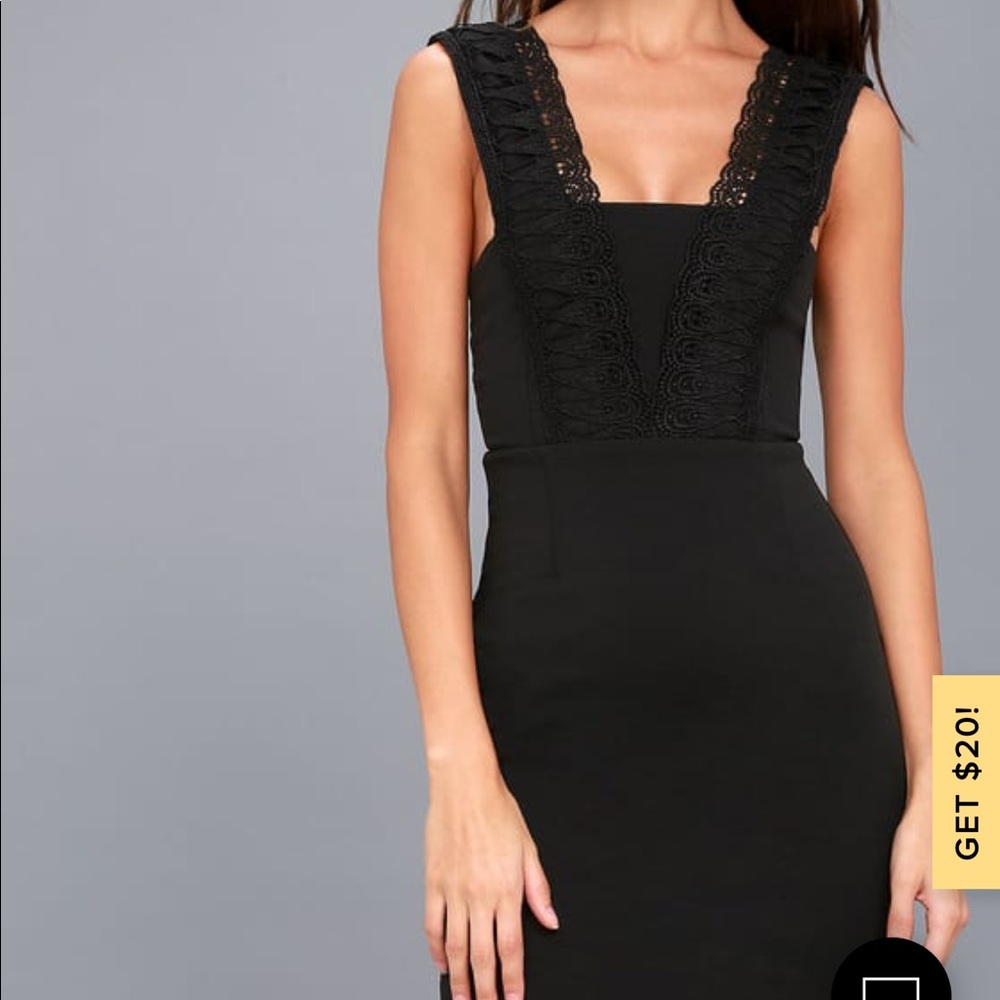 NWT Lulus little black dress with crochet top!